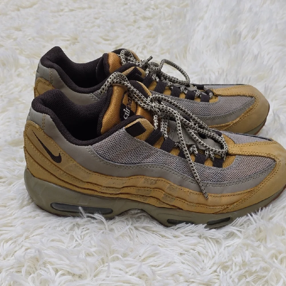 Nike Air Men's Sneakers in Tan and Gray Suede-Mesh